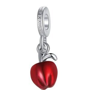 Beautiful Silverplated Rhinestone embellished Apple charm pendant
